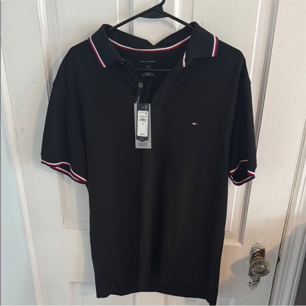 Tommy Hilfiger Black Polo with Sporty Trim
